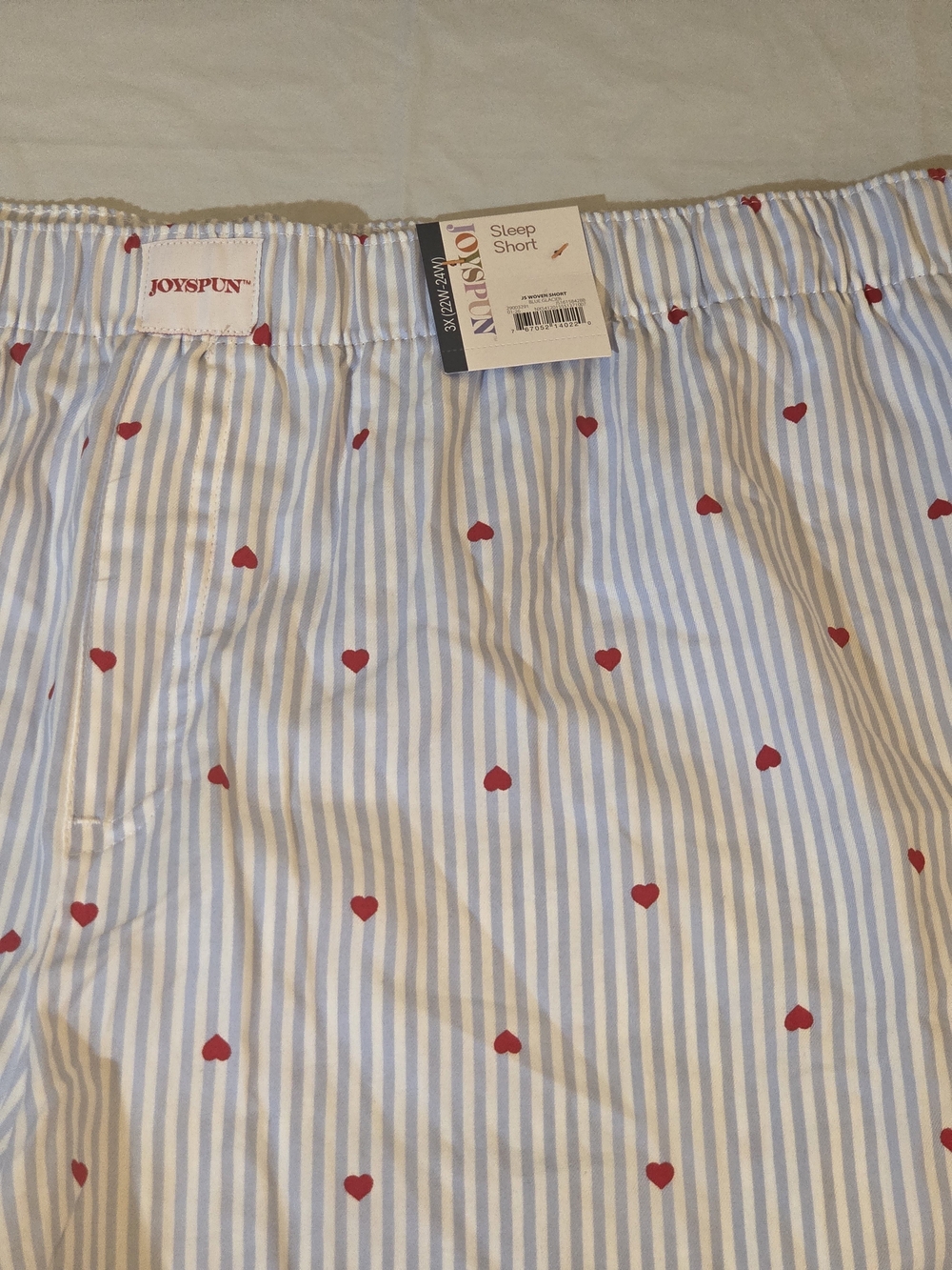 Cotton Stripe & Heart Print Sleep Shorts in Light Blue - Picture 5 of 6